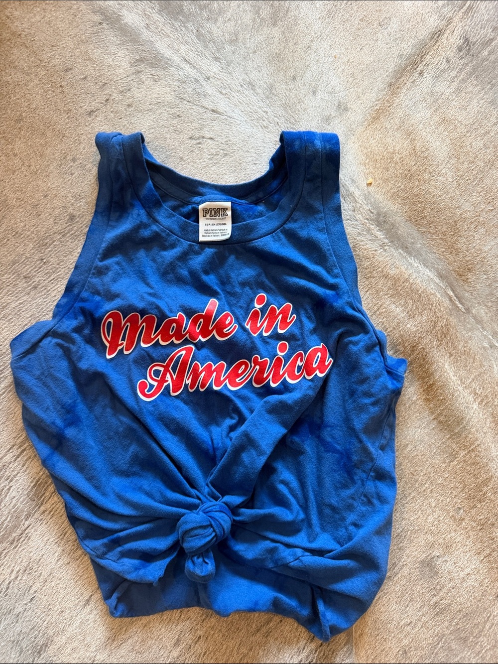 PINK Victoria's Secret Blue 'Made in America' Tank Top